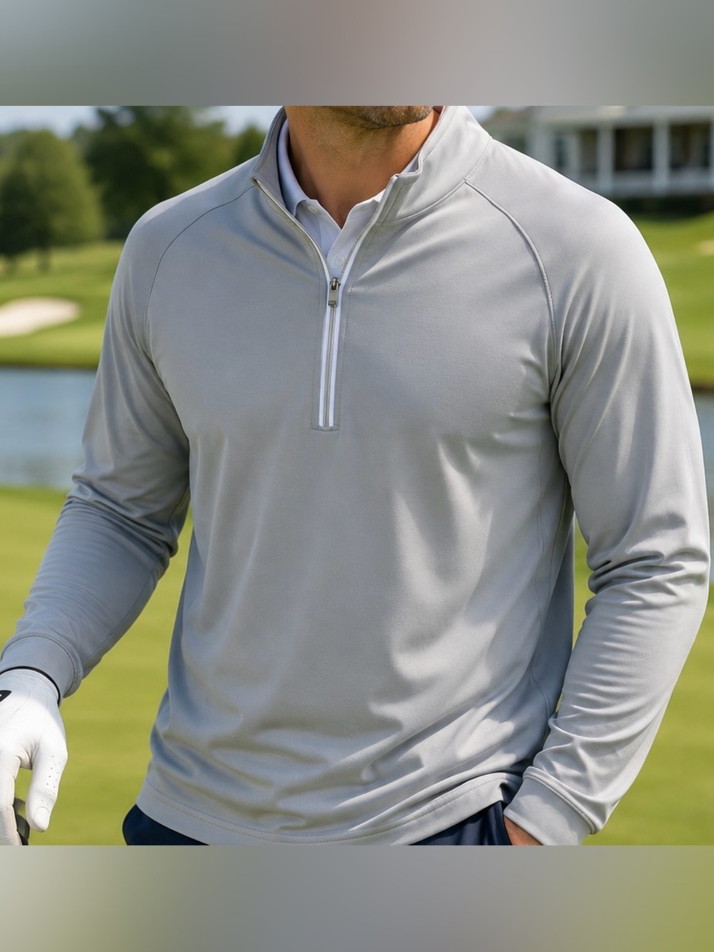 Short Par 4 Men’s 2XL Gray Golf Pullover 1/4 Zip Performance Long Sleeve
